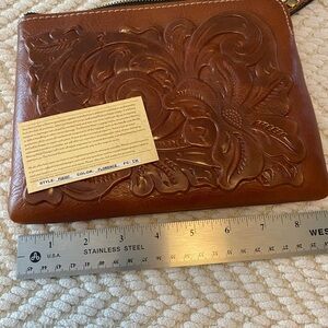 Patricia Nash tooled wristlet EUC